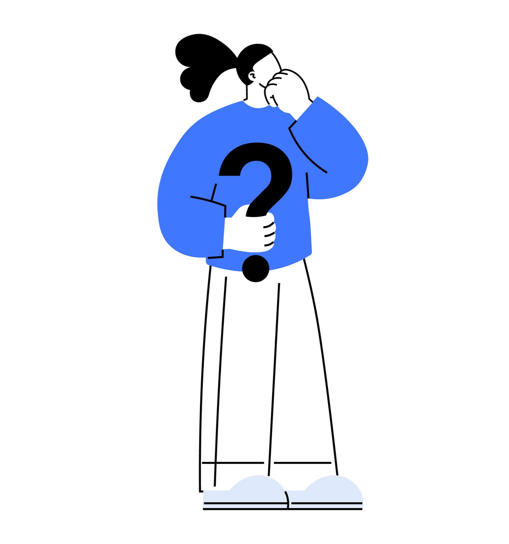 Therapist holding a question mark wondering about content writing services pricing.